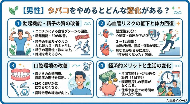 【男性】タバコをやめるとどんな変化がある？
