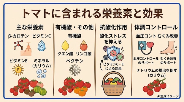 トマトに含まれる栄養素と効果