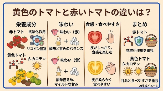 黄色のトマトと赤いトマトの違いは？
