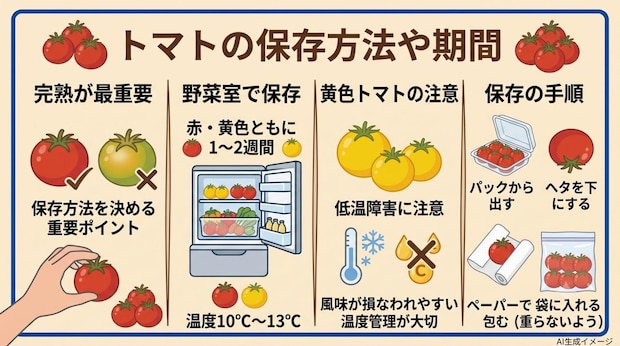 トマトの保存方法や期間