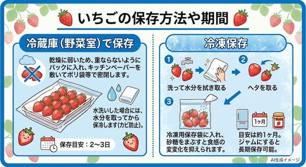 いちごの保存方法や期間