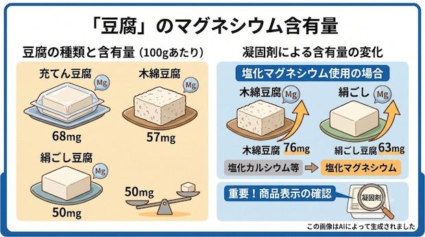 豆腐に含まれるマグネシウム含有量は？