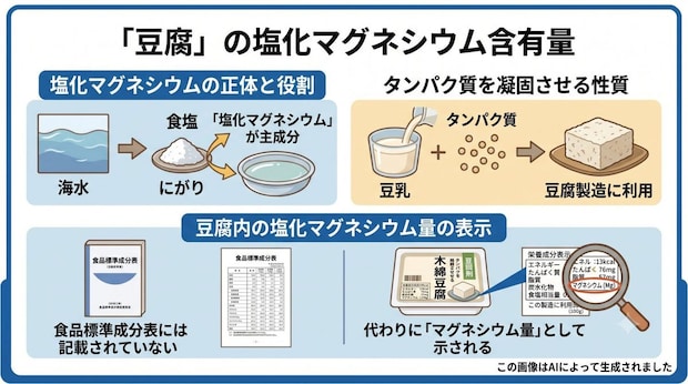 豆腐に含まれる塩化マグネシウム含有量は？