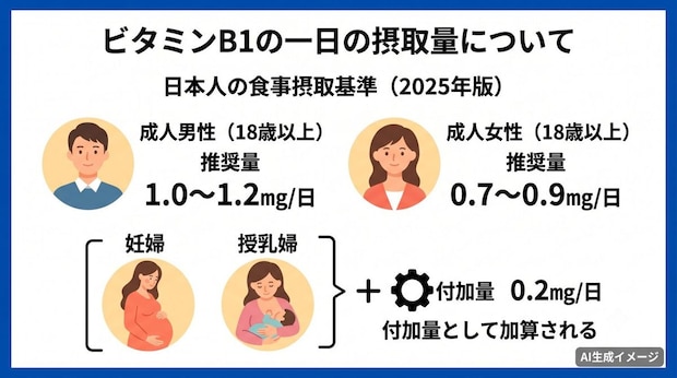 ビタミンB1の一日の摂取量は？