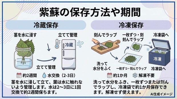 紫蘇の保存方法や期間