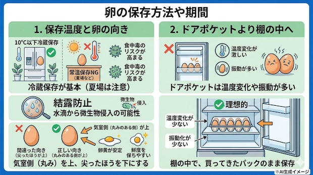 卵の保存方法や期間