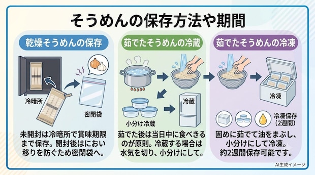 そうめんの保存方法や期間