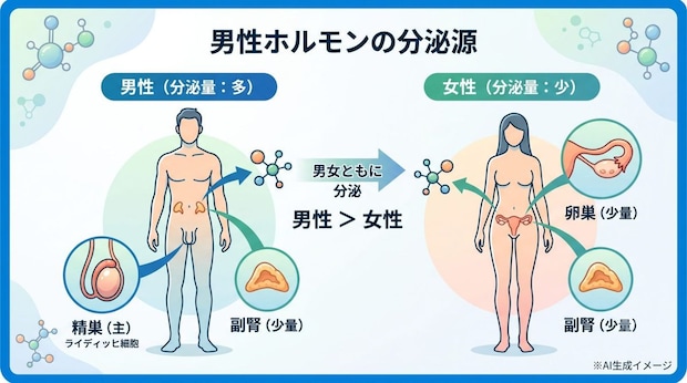 男性ホルモンはどこから分泌されるの?