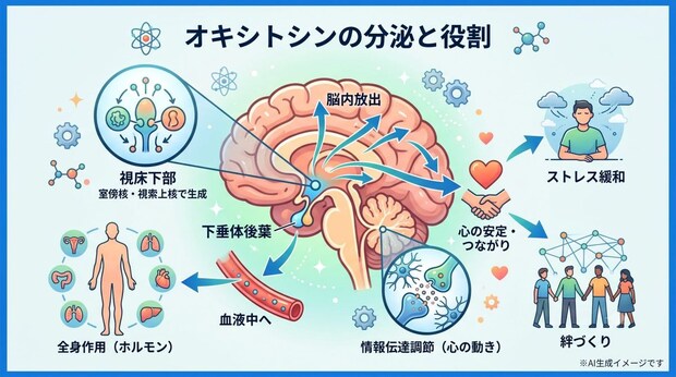 オキシトシンはどこから分泌されるの?