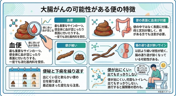 大腸がんを発症すると便にどんな特徴が現れる?