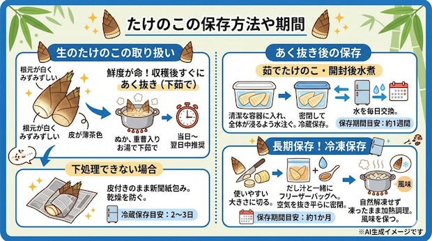 たけのこの保存方法や期間