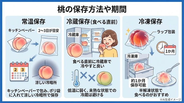桃の保存方法や期間