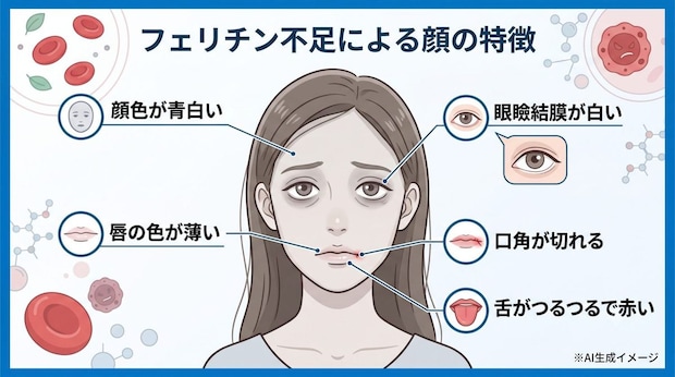 フェリチンが少ないと顔にどのような特徴が現れる?