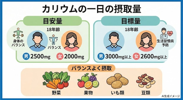 カリウムの一日の摂取量