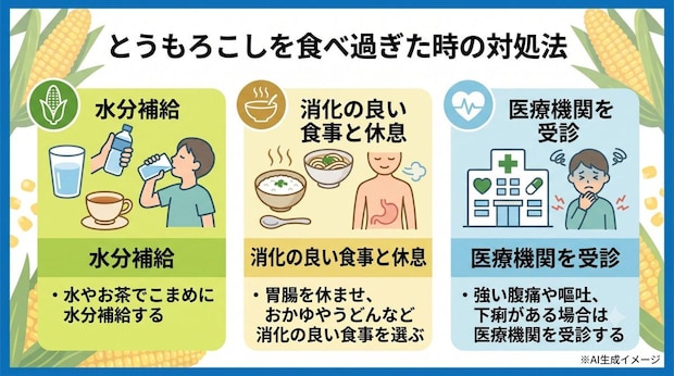 とうもろこしを食べ過ぎた時の対処法