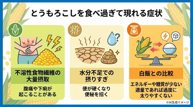 とうもろこしを食べ過ぎて現れる症状