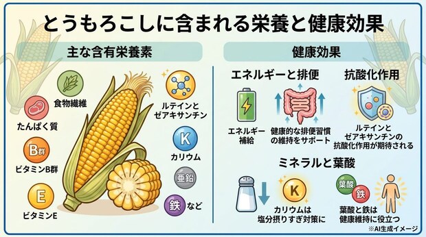 とうもろこしに含まれる栄養と健康効果