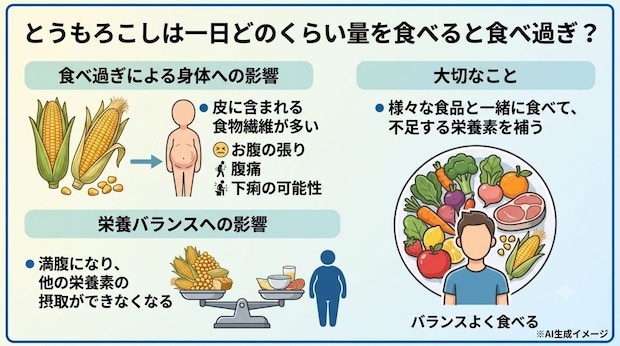 とうもろこしは一日どのくらいの量を食べると食べ過ぎ？