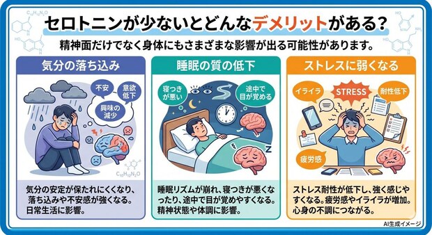 セロトニンが少ないとどんなデメリットがある？