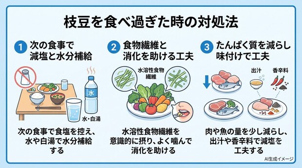 枝豆を食べ過ぎた時の対処法