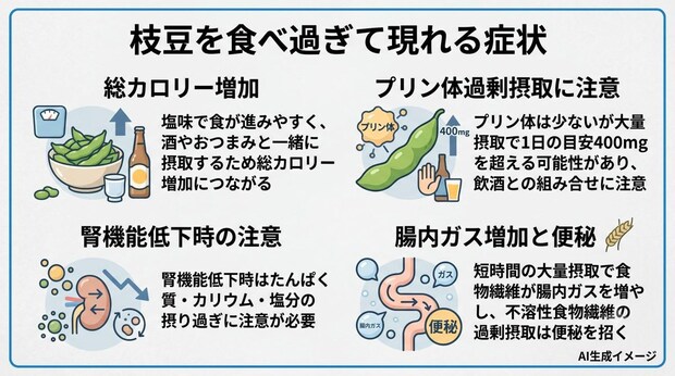 枝豆を食べ過ぎて現れる症状