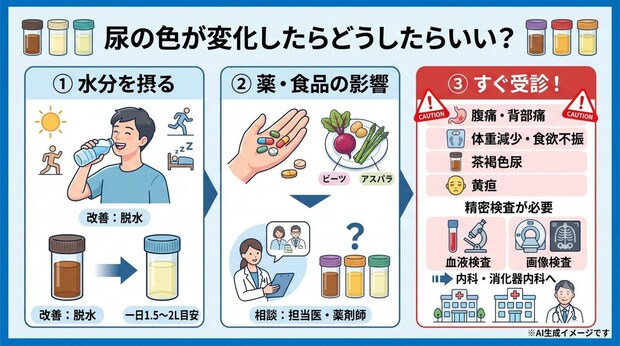 尿の色が変化したらどうしたらいい？