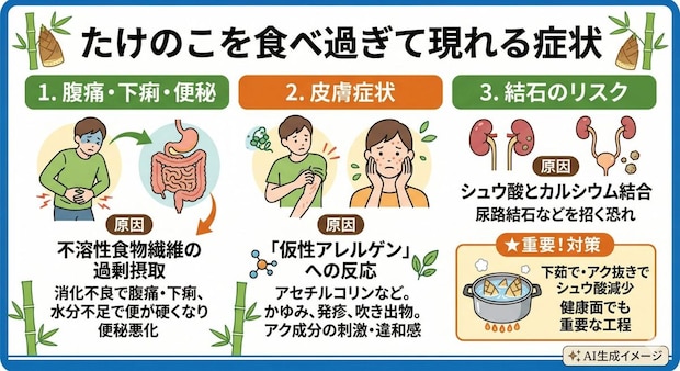 たけのこを食べ過ぎて現れる症状