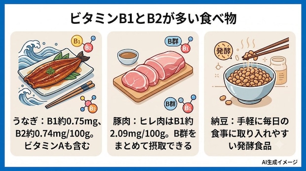 ビタミンB1とB2が多い食べ物