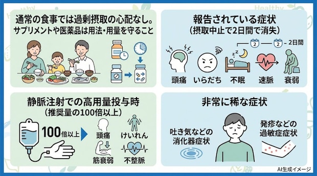 ビタミンB1を過剰摂取すると現れる症状