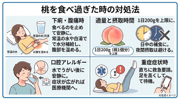 桃を食べ過ぎた時の対処法