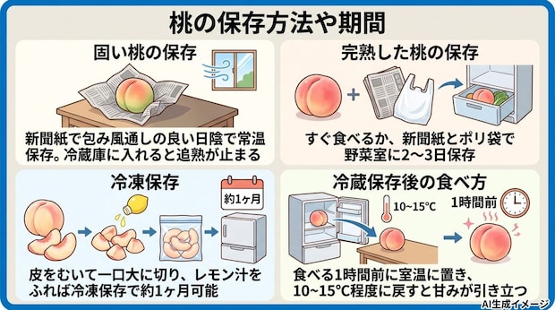 桃の保存方法や期間
