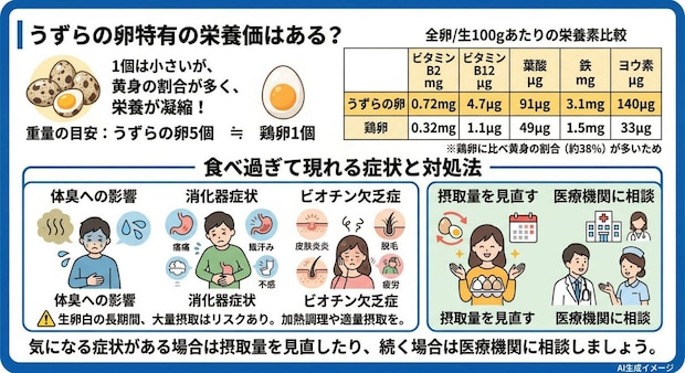 うずらの卵を食べ過ぎて現れる症状