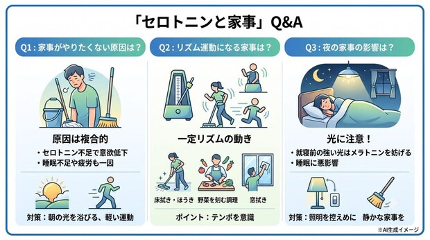 「セロトニンと家事」についてよくある質問