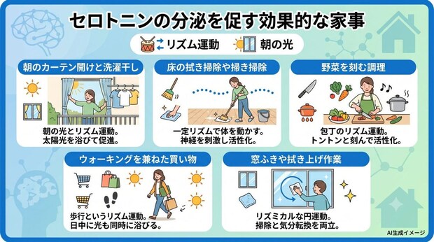 セロトニンの分泌を促す効果的な家事