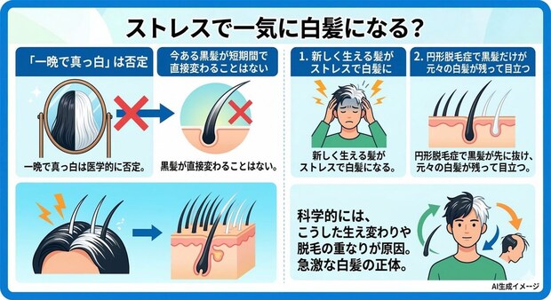 ストレスで一気に白髪になることはあるの？