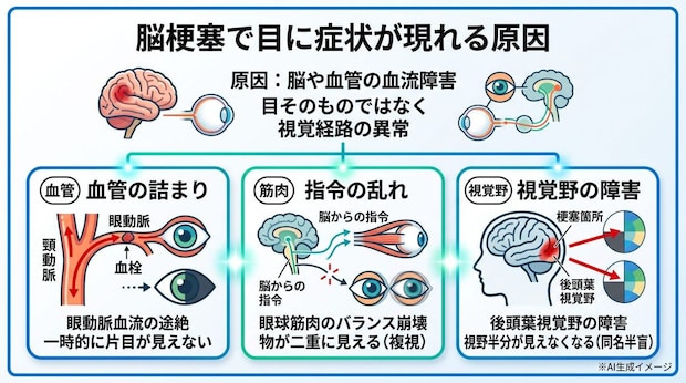 脳梗塞を発症すると目に症状が現れる原因