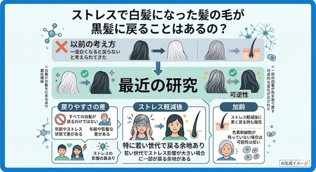 ストレスで白髪になった髪の毛が黒髪に戻ることはあるの?