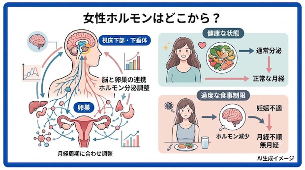 女性ホルモンはどこから分泌されるの？