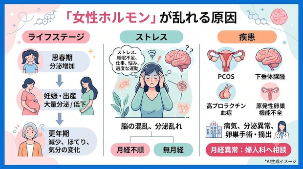 食事制限以外で「女性ホルモン」が乱れる原因