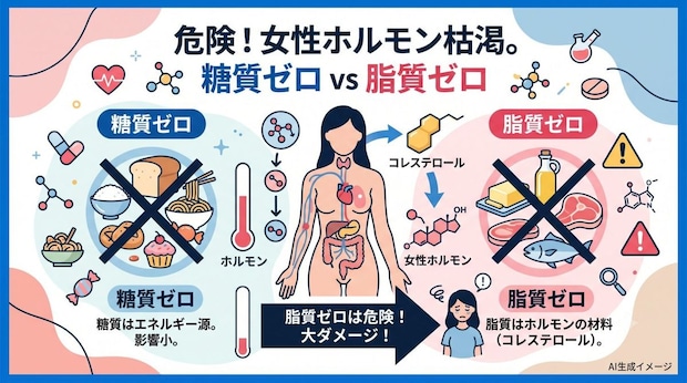 女性ホルモンが枯渇する危険なダイエット「糖質ゼロ」と「脂質ゼロ」どっち？