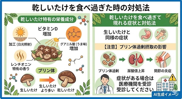 乾しいたけを食べ過ぎた時の対処法