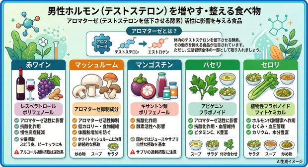 男性ホルモンの分泌を増やす（整える）食べ物