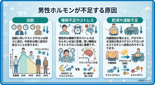 男性ホルモンが不足する原因