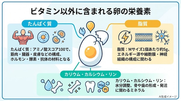 ビタミン以外に含まれる卵の栄養素