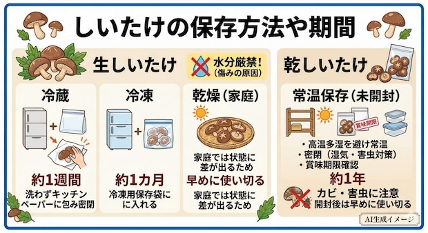 しいたけの保存方法