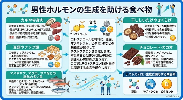 男性ホルモンの生成を助ける食べ物