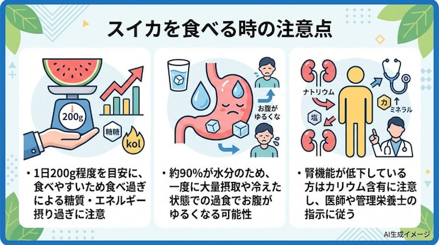 スイカを食べる時の注意点