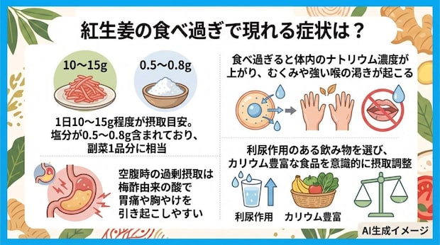 紅生姜の食べ過ぎで現れる症状は？
