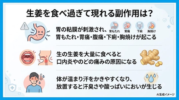 生姜を食べ過ぎて現れる副作用は?