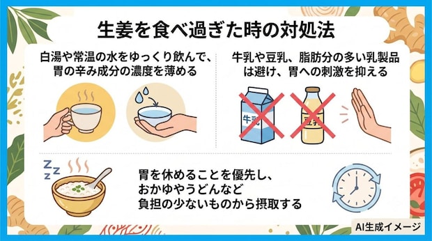 生姜を食べ過ぎた時の対処法